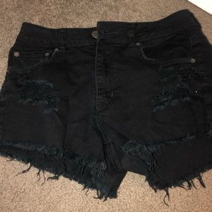 Black high rise jean shorts!